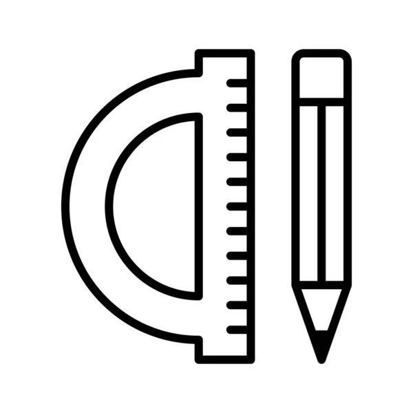 Bleistift Und Lineal Symbol Piktogramm Isoliert Auf Weißem Hintergrund Vektorillustration — Stockvektor