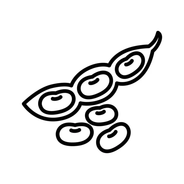 Soybean Outline Icon Isolated White Organic Food Vector Illustration — Stock Vector