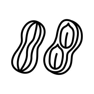 Fıstık ikonu. Vejetaryen gıda sembolü. Vektör illüstrasyonu beyaz arkaplanda izole edildi.