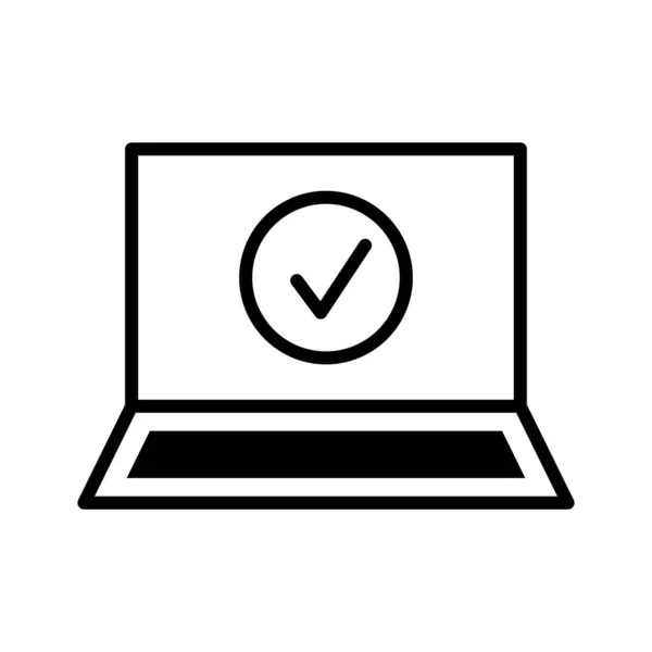Ícone Marca Verificação Laptop Conceito Processo Atualização Sistema Pictograma Isolado —  Vetores de Stock