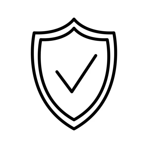 Escudo Con Una Marca Verificación Concepto Icono Protección Central Pictograma — Vector de stock
