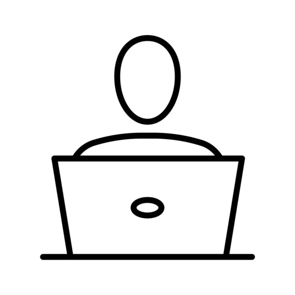 Laptopos Ember Számítógépet Távoli Munkára Használó Személy Fehér Alapon Izolált — Stock Vector
