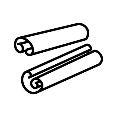 Tarçın çubuğu ikonu. Canella. Baharat ürünü. Yemek malzemesi. Beyaz arkaplanda piktogram izole edildi.