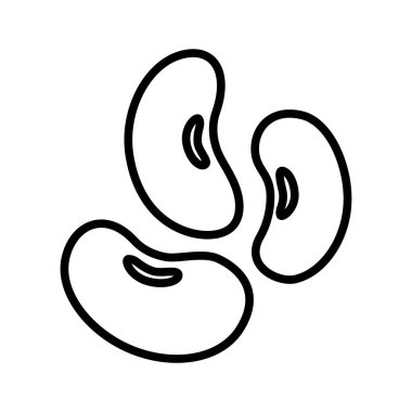 Böbrek fasulyesi ikonu. Yemek malzemesi. Piktogram beyaz arka planda izole edildi. Vektör illüstrasyonu.