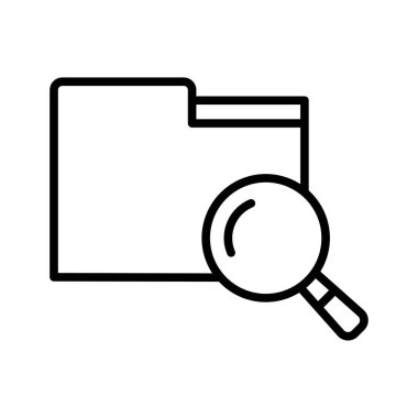 Dizin ve büyüteç simgesi. Belgeler aranıyor. Piktogram beyaz arka planda izole edildi. Vektör illüstrasyonu.