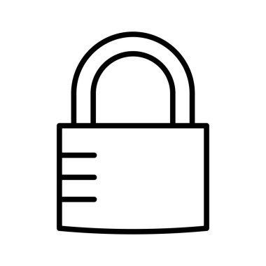 Asma kilit simgesi. Kapalı kilit sembolü. Piktogram beyaz arka planda izole edildi. Vektör illüstrasyonu.