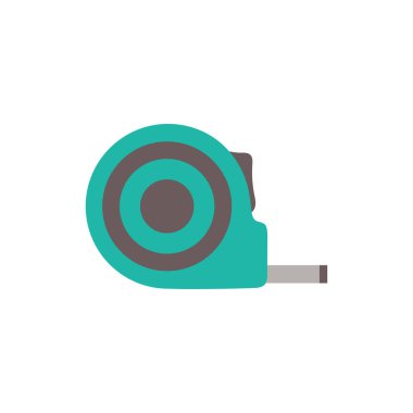 beyaz arkaplanda izole edilmiş çizgi film mezurası, tamir, inşaat ve inşaatçı için araçların kavramsal görüntüsü, düz biçim