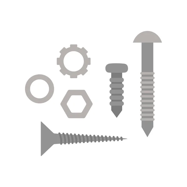 Cartoon Repair Set Bolt Nut Nail Screw Vector Illustration Construction — Image vectorielle