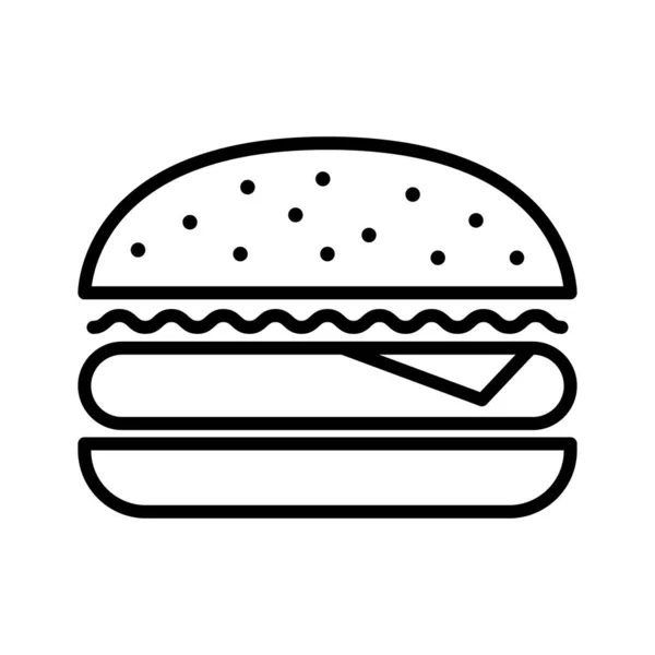 Burger Hamburger Icon Fast Food Pictogram Isolated White Background Vector — Archivo Imágenes Vectoriales