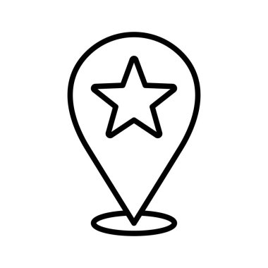 Yıldız ikonlu işaret. Piktogram beyaz arka planda izole edildi. Vektör illüstrasyonu.