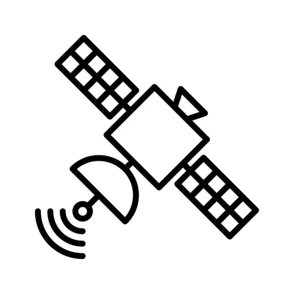 Satellite Solid Icon Navigation Communication Pictogram Isolated White Background Vector — ストックベクタ