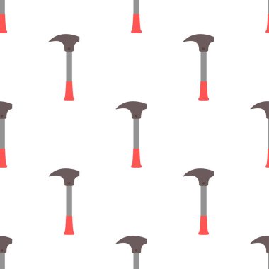 Beyaz arkaplanda karikatür çekiçli kusursuz desen, yapı ekipmanı, vektör illüstrasyonu