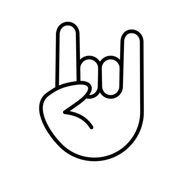 Heavy Rock Icon Horns Hand Gesture Pictogram Isolated White Background — Vector de stock