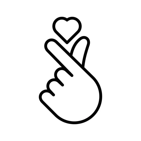 Korean Symbol Hand Heart Message Love Hand Gesture Pictogram Isolated — Stockvector