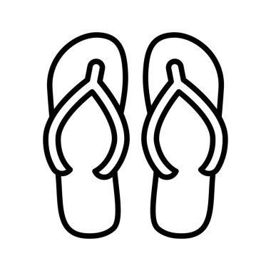 Terlik ikonu. Sandal plaj kıyafeti. Terlikler. Piktogram beyaz arka planda izole edildi. Vektör illüstrasyonu.