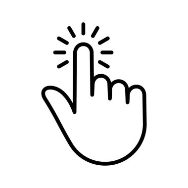 Hand click icon. Clicking finger. hand pointer. Pictogram isolated on a white background. Vector illustration.