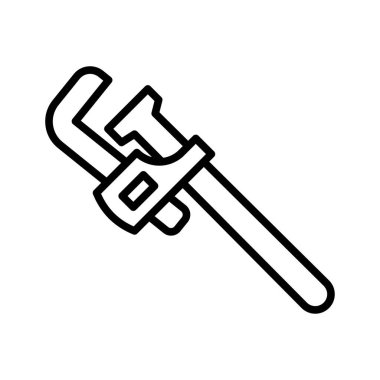 Boru anahtarı simgesi. Piktogram beyaz arka planda izole edildi. Vektör illüstrasyonu.