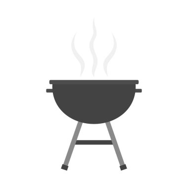 Barbekü ızgarası beyaz arkaplanda izole edildi, bbq aracının vektör çizimi, düz biçim
