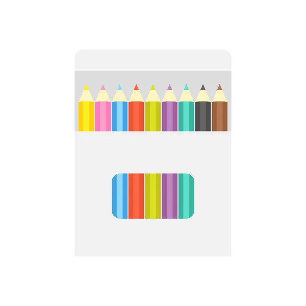 Emballage Avec Crayons Couleur Isolés Sur Fond Blanc Illustration Vectorielle — Image vectorielle