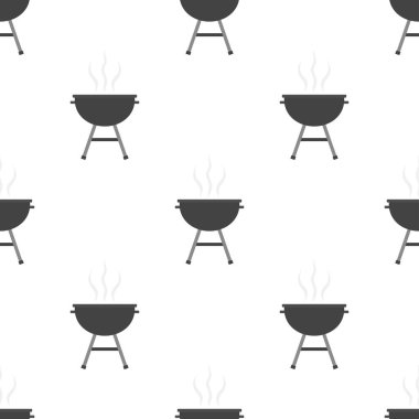 Düz stil mangalsız ızgara deseni, karikatür piknik vektör çizimi