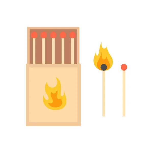 Matchbox Pair Burning Match Fire Safety Match Isolated White Background — 图库矢量图片
