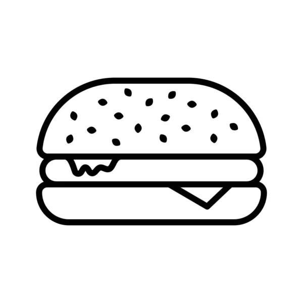 Burger Hamburger Icon Fast Food Pictogram Isolated White Background Vector — Archivo Imágenes Vectoriales