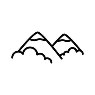 Mountain outline icon. Pictogram isolated on a white background. Vector illustration.