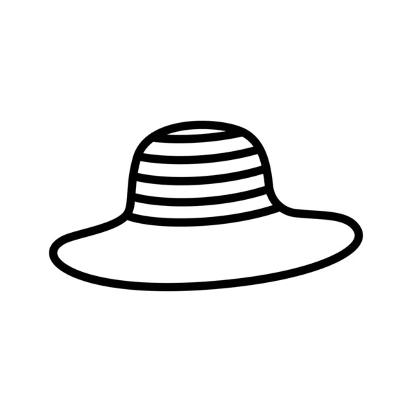 Woman Sun Hat Icon Summer Headdress Beach Hat Pictogram Isolated — Stok Vektör