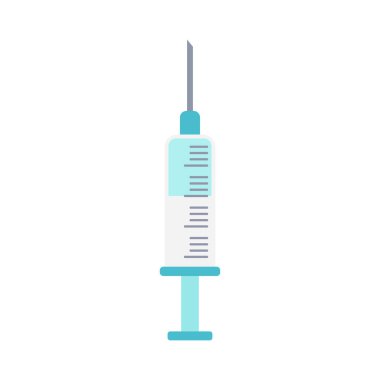 syringe icon isolated on white background, heme of hospitals, medical devices, vaccines, health, vector illustration, flat style
