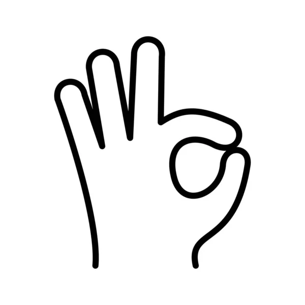 Icon Human Hand Gesture Okay Symbol Positivity Pictogram Isolated White — Vetor de Stock