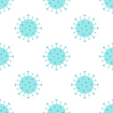 bacteria seamless pattern on white background, vector Illustration of bacteria or germs, microorganism disease causing, cell cancer, microbe, virus, fungi, flat design