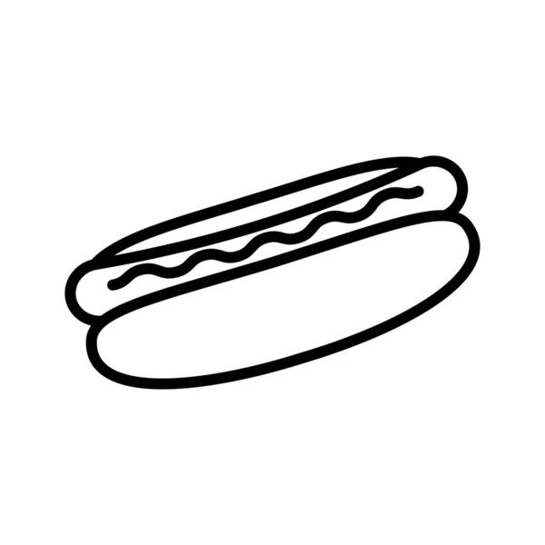 Hot Dog Line Icon Sandwich Pictogram Isolated White Background Vector — Archivo Imágenes Vectoriales