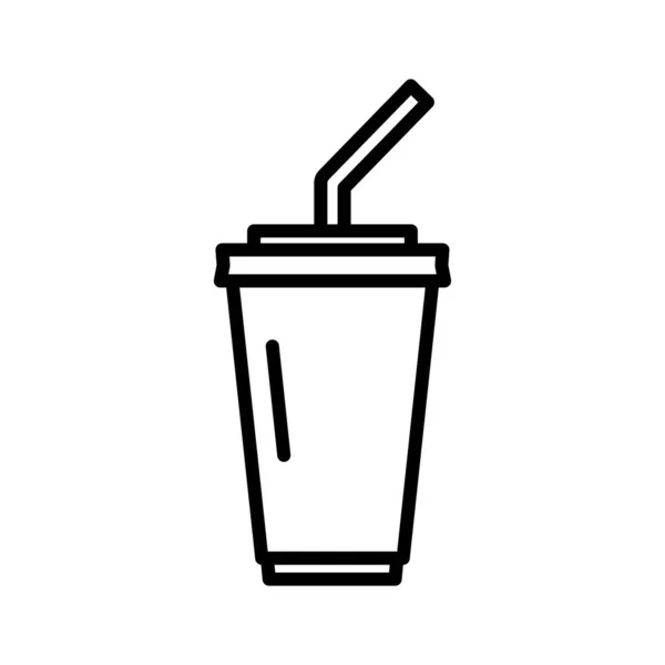 Soda Paper Cup Icon Fast Food Symbol Pictogram Isolated White — Stockvector