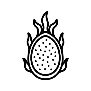 Dragon fruit icon. Summer tropical fruit. Pictogram isolated on a white background. Vector illustration.