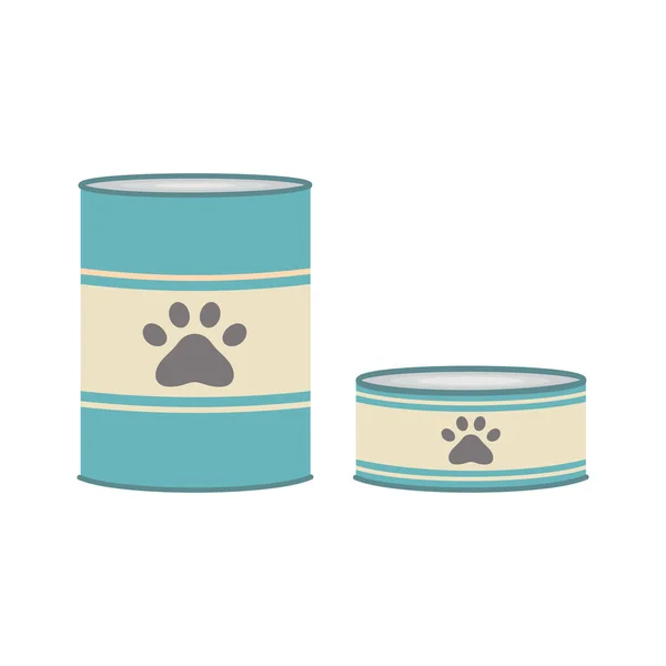 Set Cat Dog Food Pet Food Cans Isolated White Background —  Vetores de Stock
