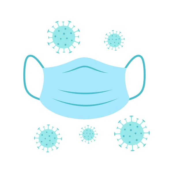 Vector Illustration Medical Protective Mask Viruses Isolated White Background Flat — Vector de stock