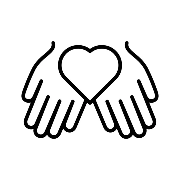 Φιλανθρωπία Και Δωρεά Δίνω Τρίτη Καρδιά Στα Χέρια Εικονόγραμμα Απομονωμένο — Διανυσματικό Αρχείο