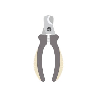 animal nail clippers for pets grooming procedure, flat vector illustration of cissors for cutting nails in cats and dogs isolated on white background