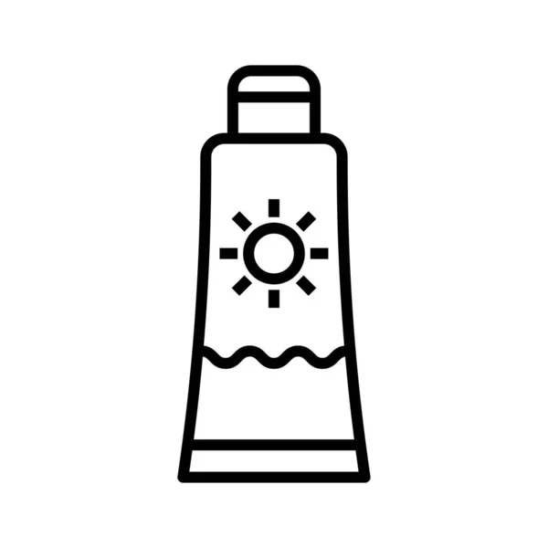 Sun Protection Icon Sunblock Cream Sunscreen Pictogram Isolated White Background — Stock Vector