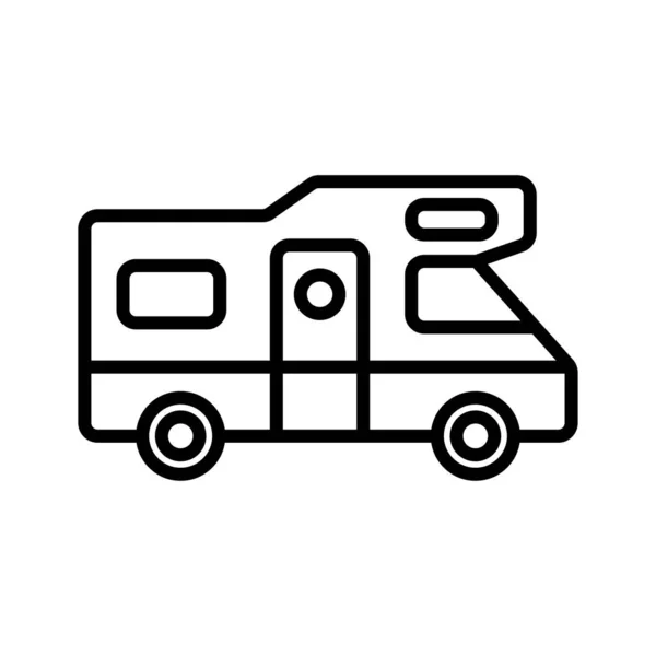 Recreational Vehicle Camper Van Icon Motor Home Caravan Pictogram Isolated — Vetor de Stock