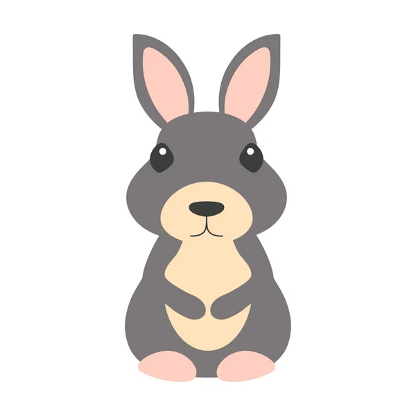 Cute Rabbit Isolated White Pet Flat Style Vector Illustration Cartoon — Stock Vector