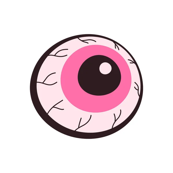 贺卡之间滑稽的光晕 矢量插图与怪物粉色眼球隔离在白色 人眼的概念 平面设计元素 — 图库矢量图片
