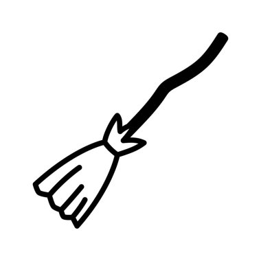 Cadı süpürge ikonu. Piktogram beyaz arka planda izole edildi. Vektör illüstrasyonu.