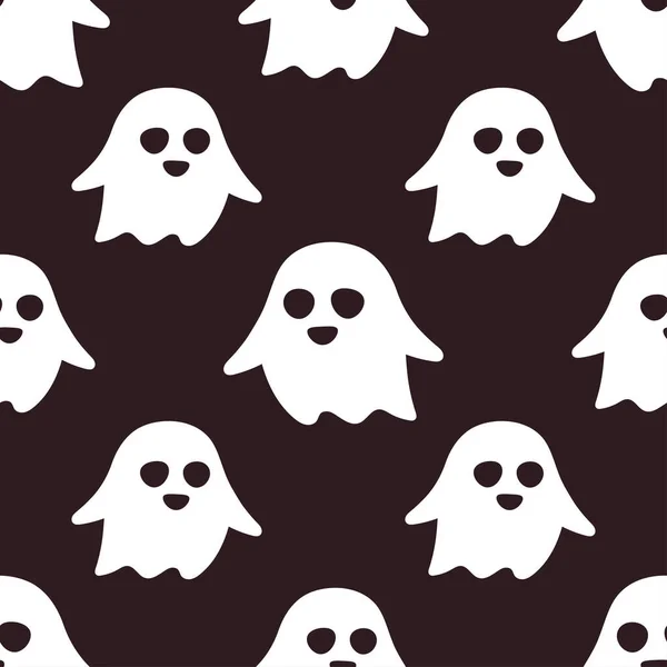 Duch Bezešvé Vzor Halloween Vektorové Tapety Tmavém Pozadí Kreslené Ilustrace — Stockový vektor
