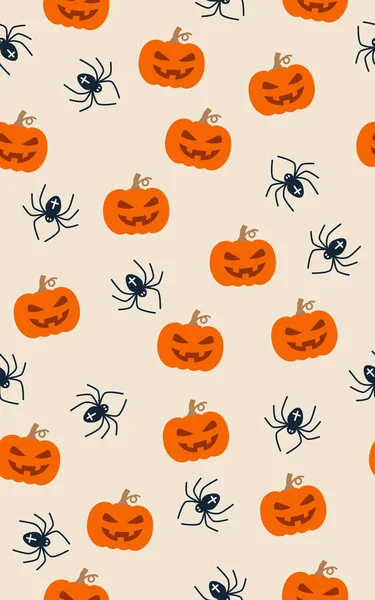 Halloween Nahtloses Muster Mit Kürbissen Und Spinnen Endloser Hintergrund Dekorelemente — Stockvektor