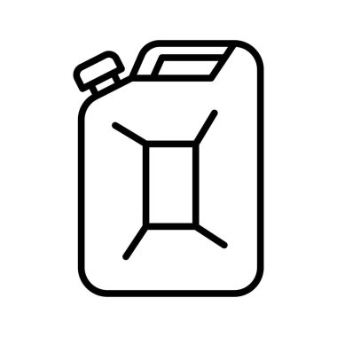 Kutu simgesi. Jerry Can. Yakıt, benzin ya da yağ bidonu. Piktogram beyaz arka planda izole edildi. Vektör illüstrasyonu.