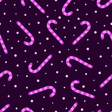 Şeker kamışları bayram desenleri koyu arka planda, vektör çizgili şeker kamışları Cadılar Bayramı veya Noel için düz stil