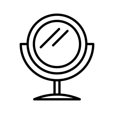 Ayna simgesi. Masa aynası. Piktogram beyaz arka planda izole edildi. Vektör illüstrasyonu.