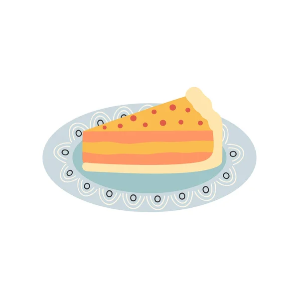 Illustration Vectorielle Dessin Animé Plaque Avec Morceau Tarte Citrouille Gâteaux — Image vectorielle