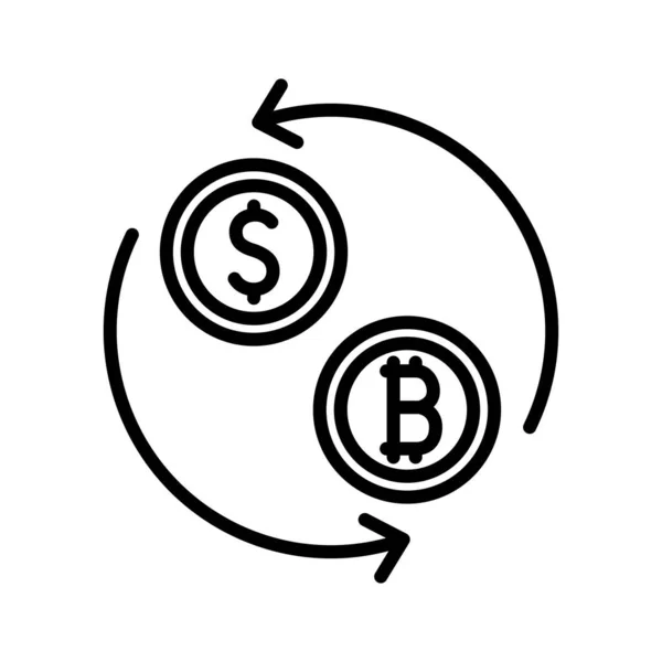 Bitcoin Till Dollar Växlingsikon Piktogram Isolerad Vit Bakgrund Vektorillustration — Stock vektor